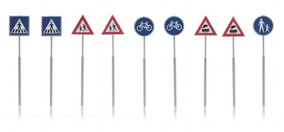 NL Verkehrsschilder: Fußgänger, Fahrrad, Zug 9 Stück